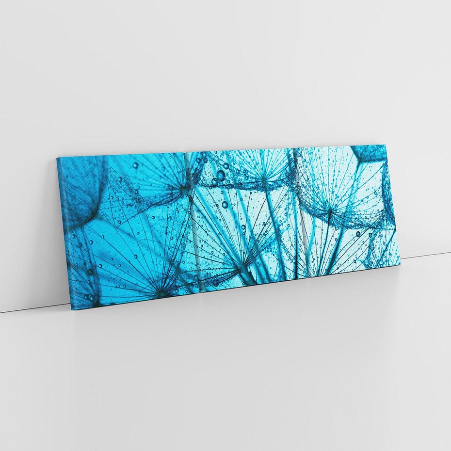 Obraz na płótnie 90x30 - Lekkość dmuchawca wśród kwiatów - dmuchawiec, kwiaty