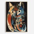 Obraz w ramie 50x70 - Księga Surrealnych Wymiarów - abstrakcyjny obraz olejny, kot - rama drewno