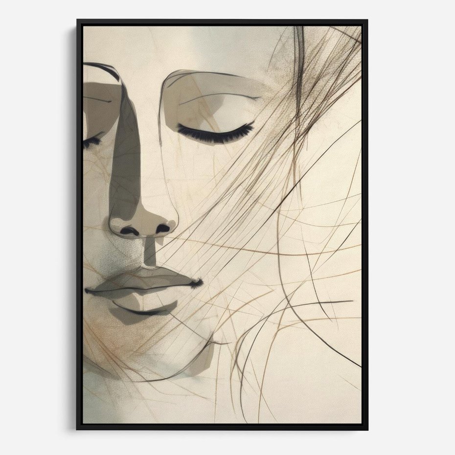 Obraz w ramie 50x70 - Tylko Zamknij Oczy - twarz kobiety, zamknięte oczy - rama czarna