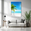 Obraz na płótnie 50x70 - Wakacyjne uniesienie: plaża i palma - plaża, morze
