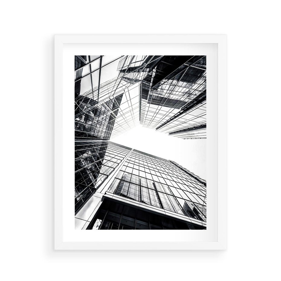 Plakat w ramie 40x50 - Wznoszący się Wysoko - architektura, wysoki wieżowiec - rama biała