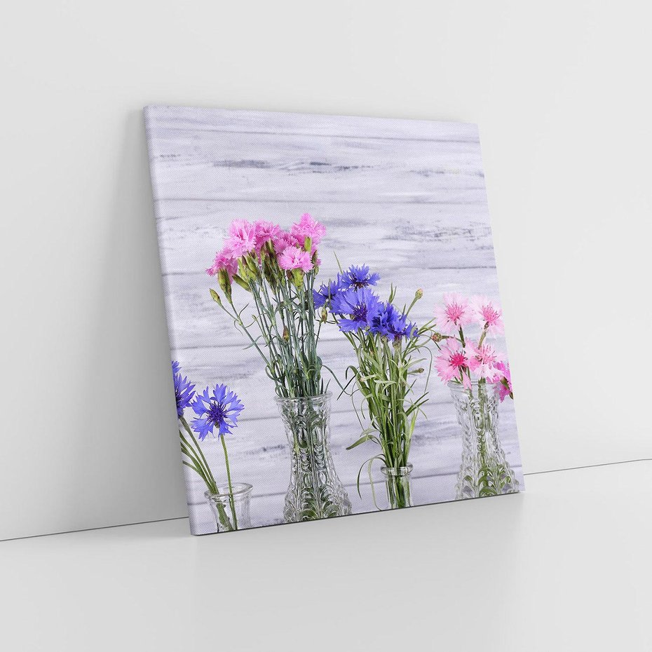 Obraz na płótnie 80x80 - Kwiatowe impresje - kwiaty,