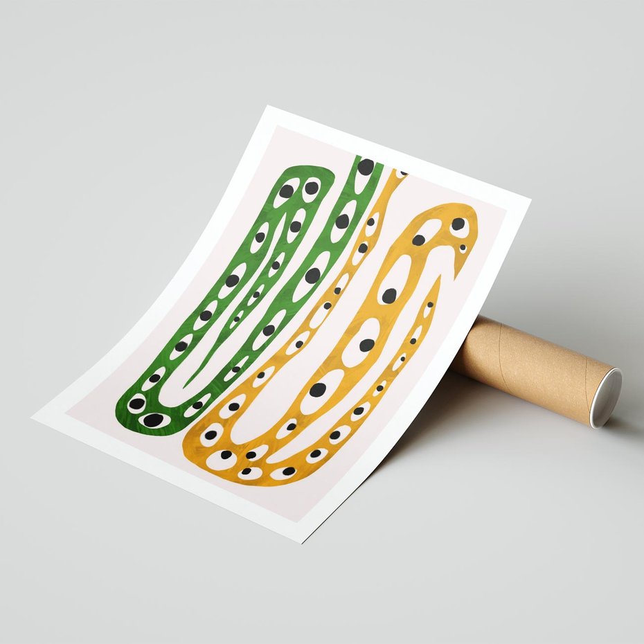 Plakat bez ramy 40x50 - Migocące Zmaganie - abstrakcyjny obraz, dziwne kształty