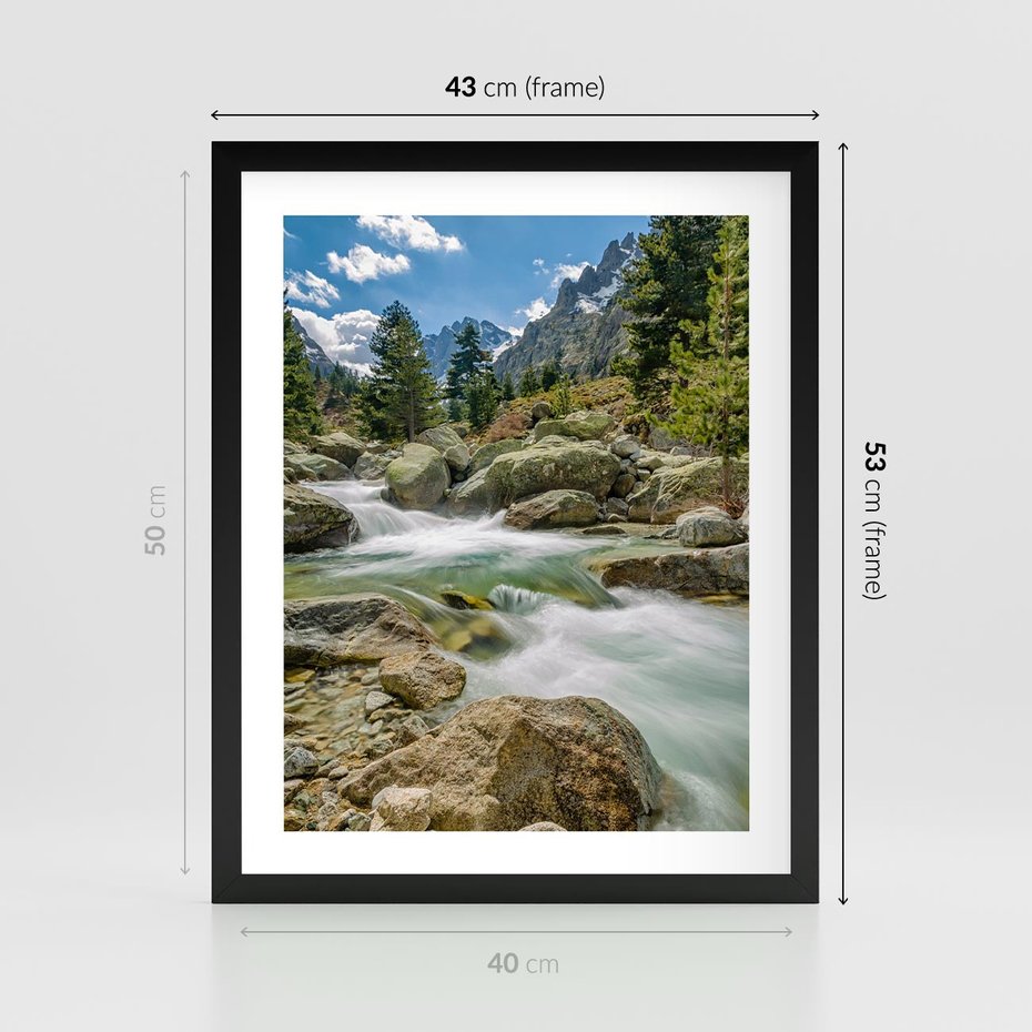 Plakat w ramie 40x50 - Górski strumyk w harmonii - strumyk, górski - rama czarna