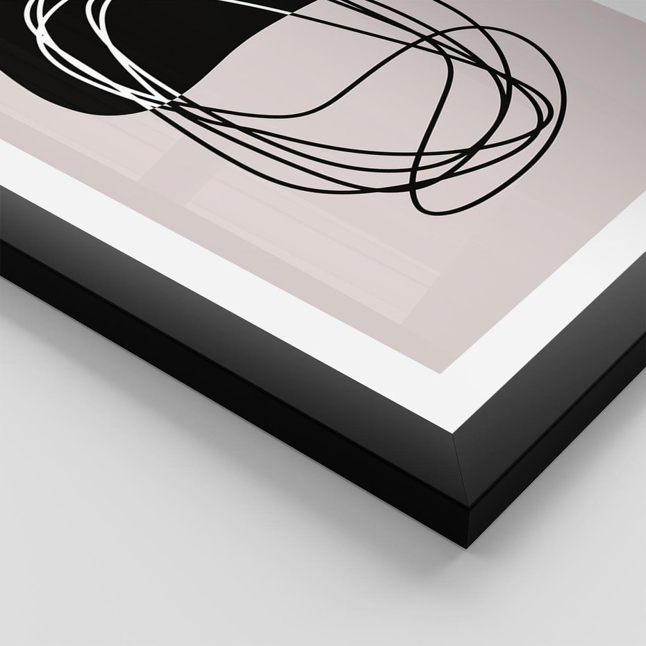 Plakat w ramie 50x70 - Strukturalne Kontrasty - abstrakcyjne szkicowane linie, minimalizm - rama czarna