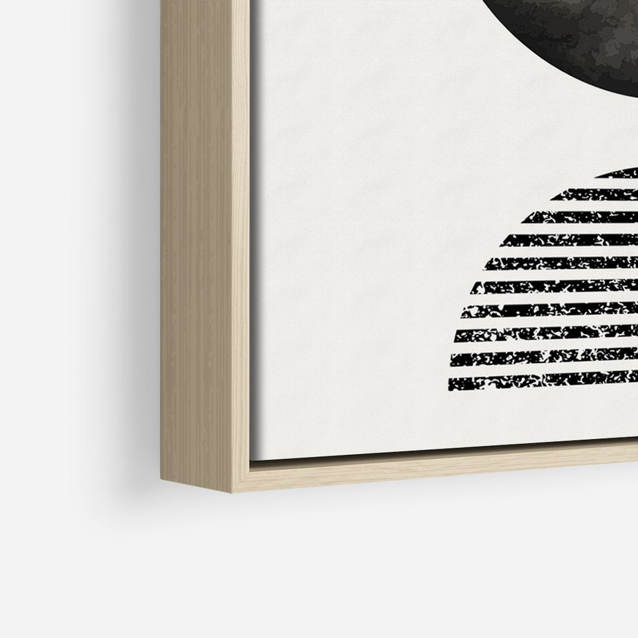Obraz w ramie 50x70 - Tajemnicza Kompozycja - abstrakcyjne czarno białe formy, minimalizm - rama drewno