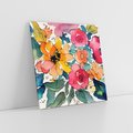 Obraz na płótnie 40x40 - Kwiatowy Impuls Kolorów - abstrakcyjne kolorowe kwiaty, szkic