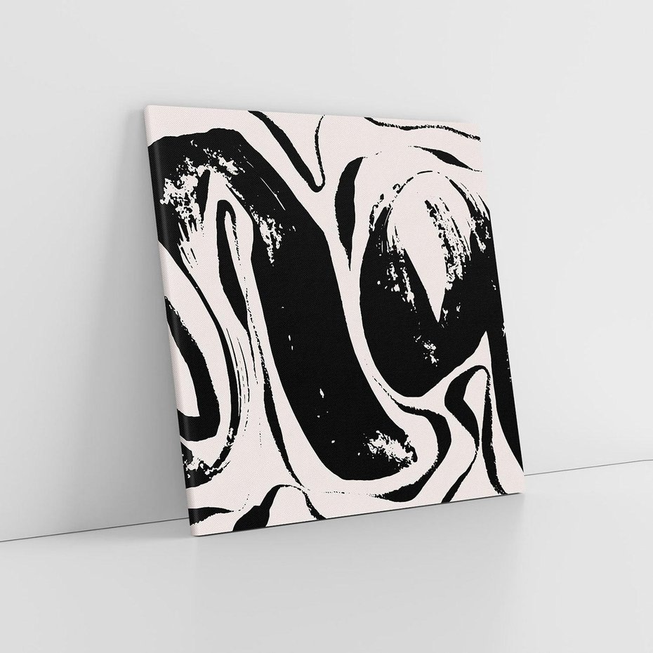 Obraz na płótnie 30x30 - Wibracje w ciemnościach duszy - czarno biała abstrakcja, nieregularne rozmyte linie