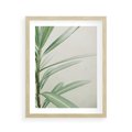 Plakat w ramie 40x50 - Minimalistyczna Tropikalna Harmonia - tropikalna roślina, zielone liście - rama drewno