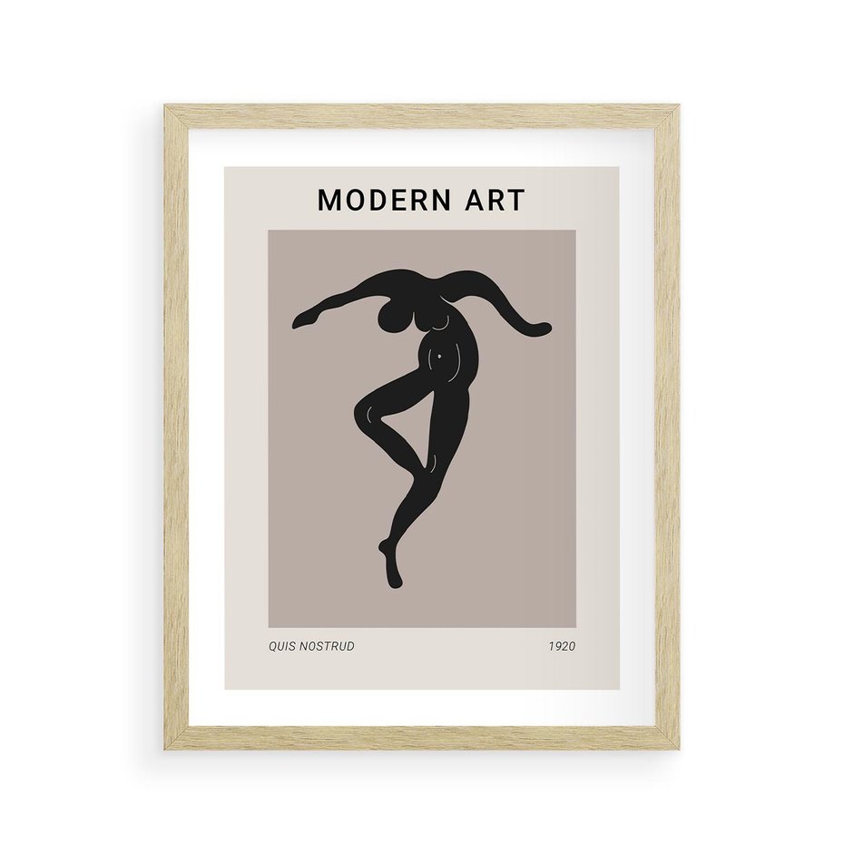 Plakat w ramie 40x50 - Modernistyczna Wizja - plakat modern, czarna postać - rama drewno