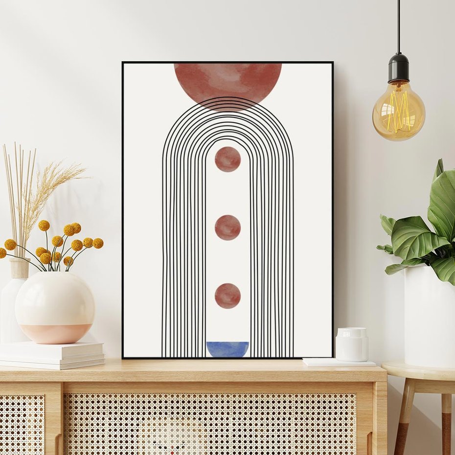 Obraz w ramie 70x100 - Symfonia Kształtów - nowoczesny plakat, styl midcentury - rama czarna