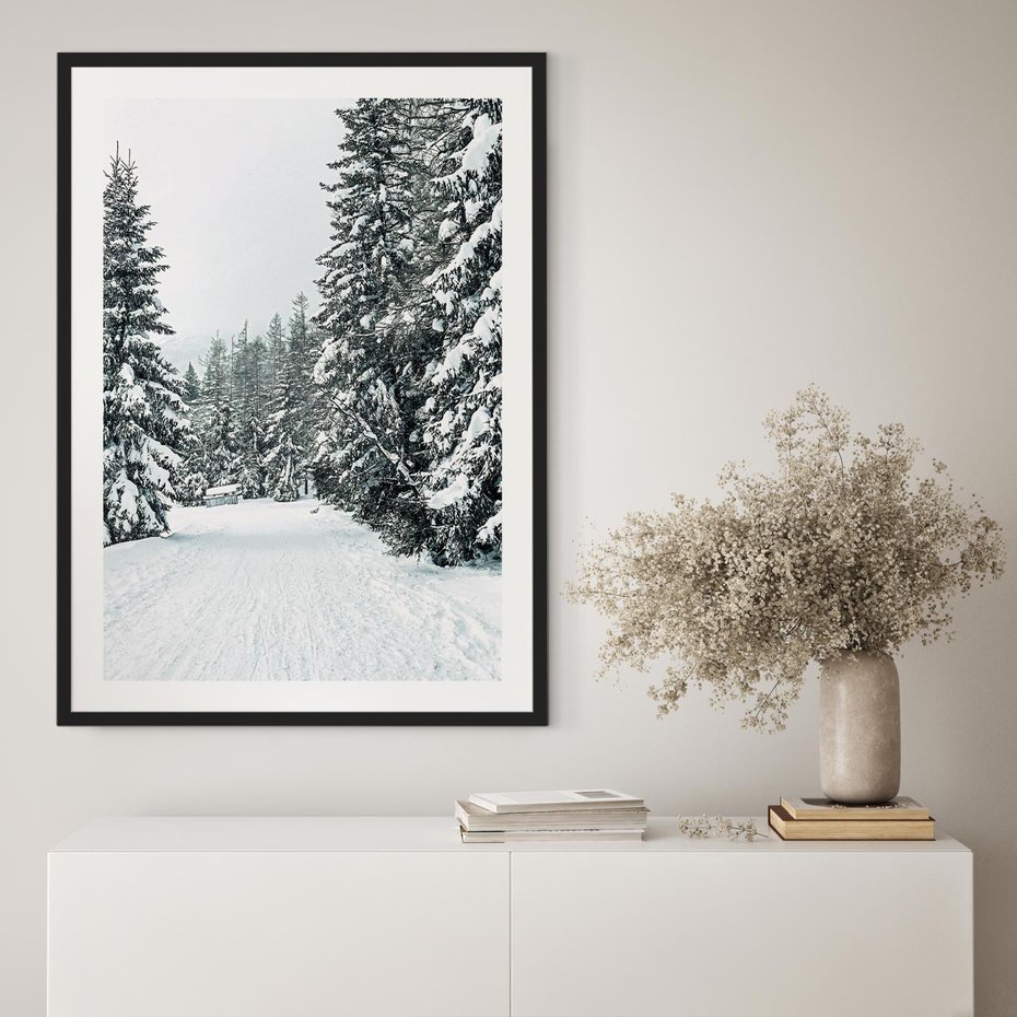 Plakat bez ramy 30x40 - Magia Zimy na Obrazie - las, zima