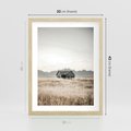 Plakat w ramie 30x40 - Wiejska Idylla - stary drewniany dom w polu suchej trawy, fotografia - rama drewno