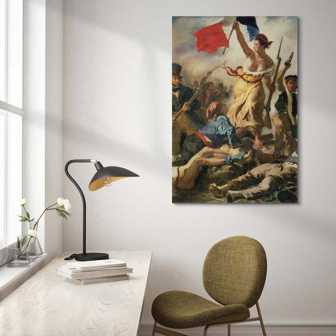 Obraz na płótnie 80x120 - "Wolność prowadząca lud" Eugène Delacroix - Reprodukcja - reprodukcja, obraz na płótnie