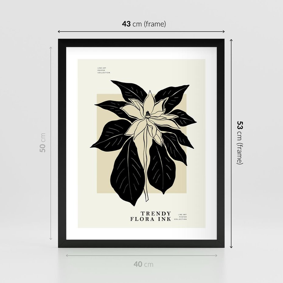 Plakat w ramie 40x50 - Melancholia przerywanych linii - wiaty, typografia - rama czarna