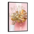 Obraz w ramie 70x100 - Blask Natury - złote, liście - rama czarna