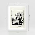 Plakat w ramie 30x40 - Spojrzenia na szkicowaną przeszłość - kwiaty, typografia - rama biała
