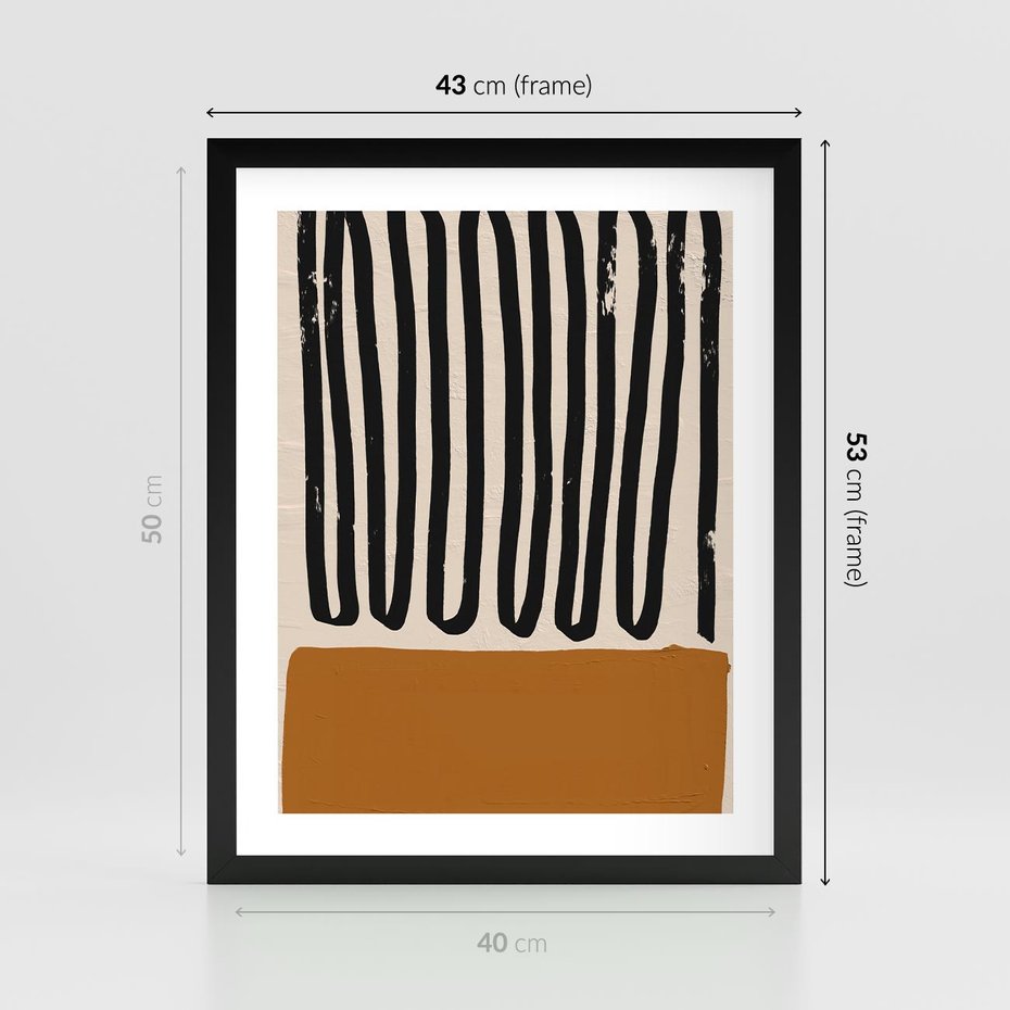 Plakat w ramie 40x50 - Boho Impulsy Kreatywności - abstrakcyjny plakat, brąz - rama czarna