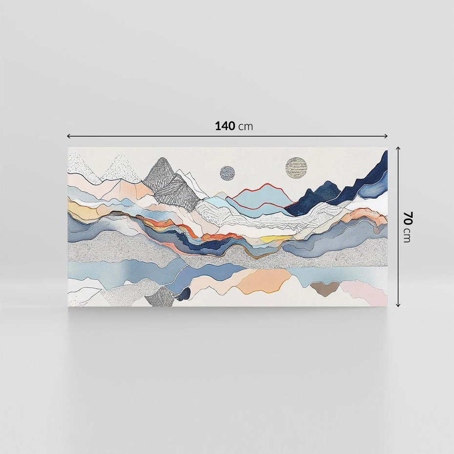 Obraz na płótnie 140x70 - Dynamiczne Góry - akwarelowe graficzne góry, krajobraz