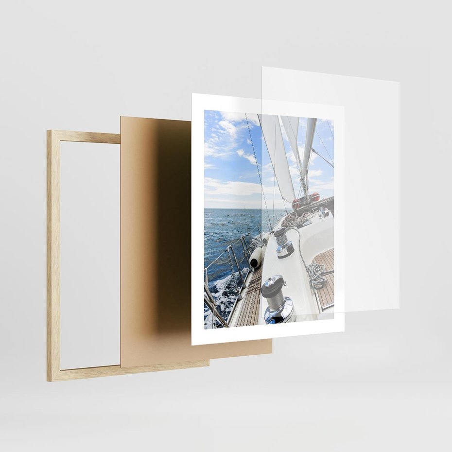 Plakat w ramie 40x50 - Moc żaglowca na pełnym morzu - żaglowiec, jacht - rama drewno