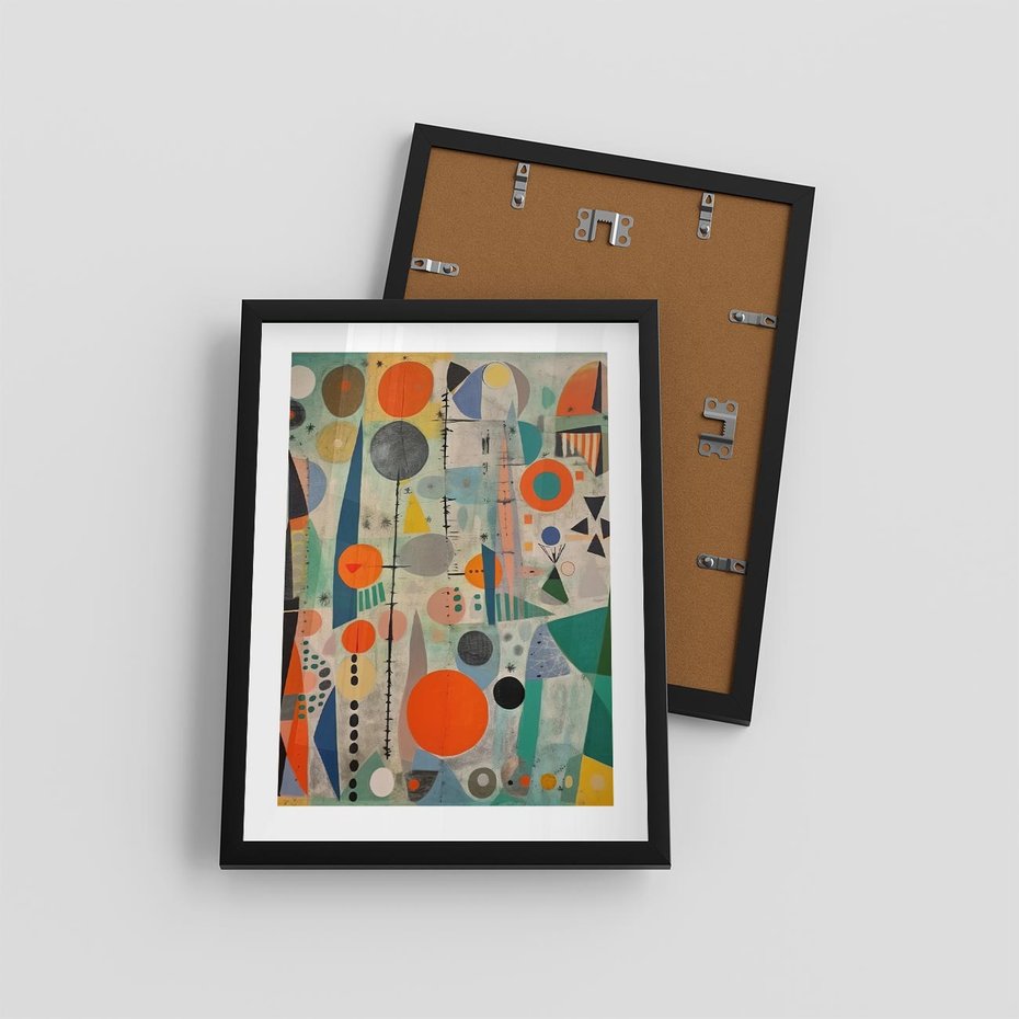 Plakat w ramie 30x40 - Wewnętrzne Zagadki Kształtów - abstrakcyjny obraz, sztuka abstrakcji - rama czarna