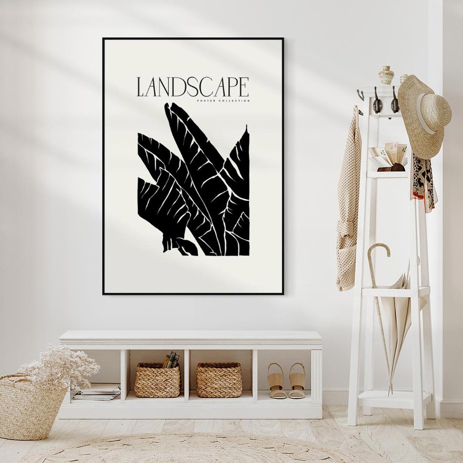 Obraz w ramie 70x100 - Rytmy roślinnego życia - nowoczesna sztuka, minimalistyczny styl - rama czarna