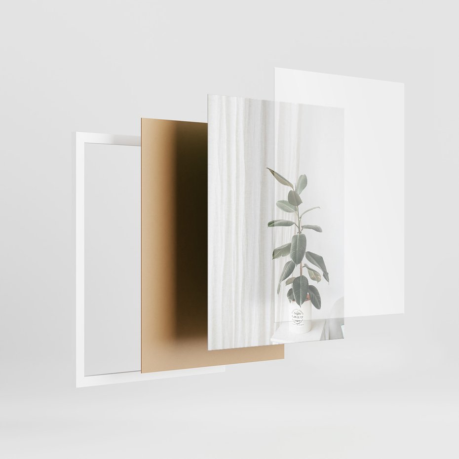 Zestaw obrazy w ramie 30x40 galeria - Liście, minimalizm, skandynawski, styl - rama biała
