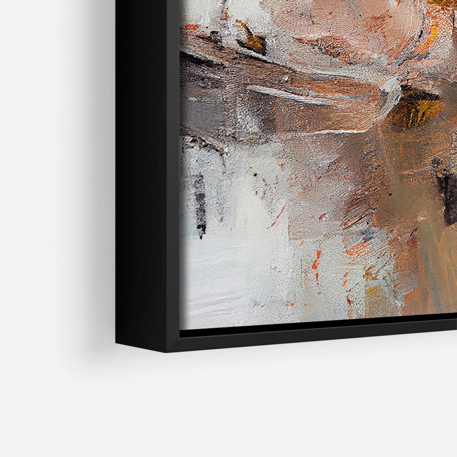 Obraz w ramie 100x70 - Taniec księżycowego pyłu - abstrakcja, tekstury farb - rama czarna