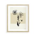Plakat w ramie 40x50 - Kwiatowe Płótno - kwiaty, typografia - rama drewno