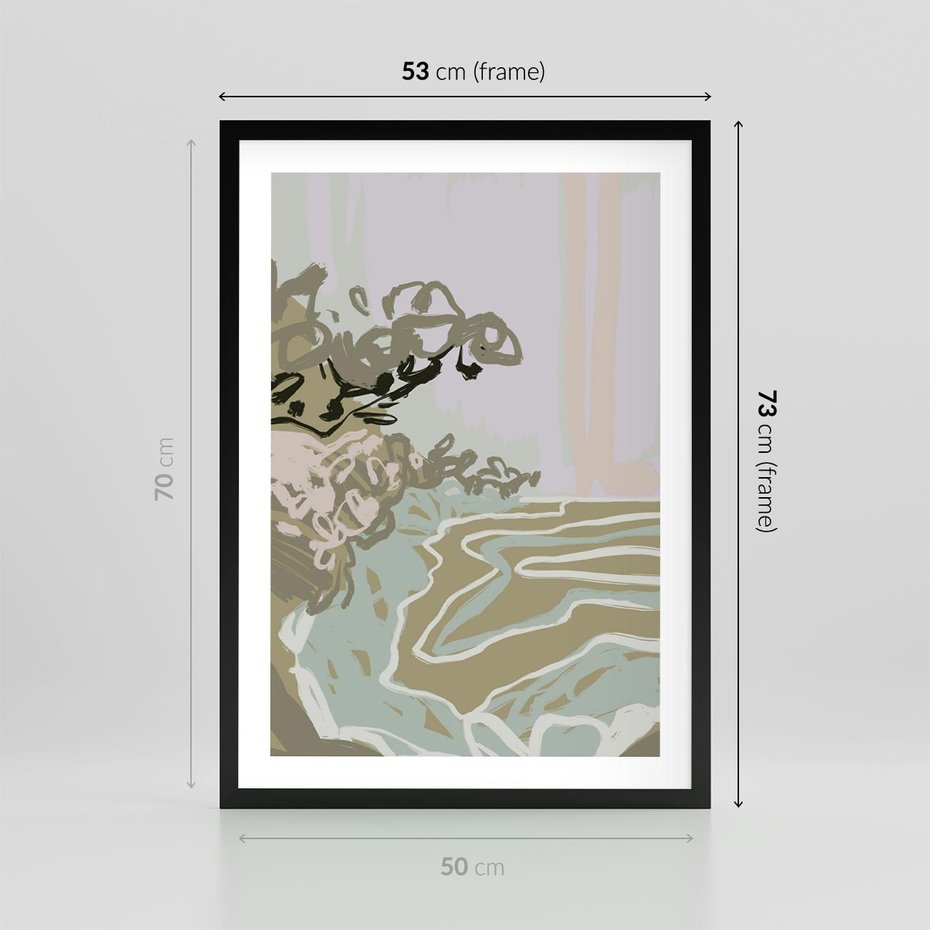 Plakat w ramie 50x70 - Wizja Przestrzeni - pastelowy krajobraz, nowoczesny plakat - rama czarna