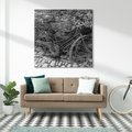 Obraz na płótnie 70x70 - Zapomniany Urok - czarno biała fotografia, stary rower oparty o mur