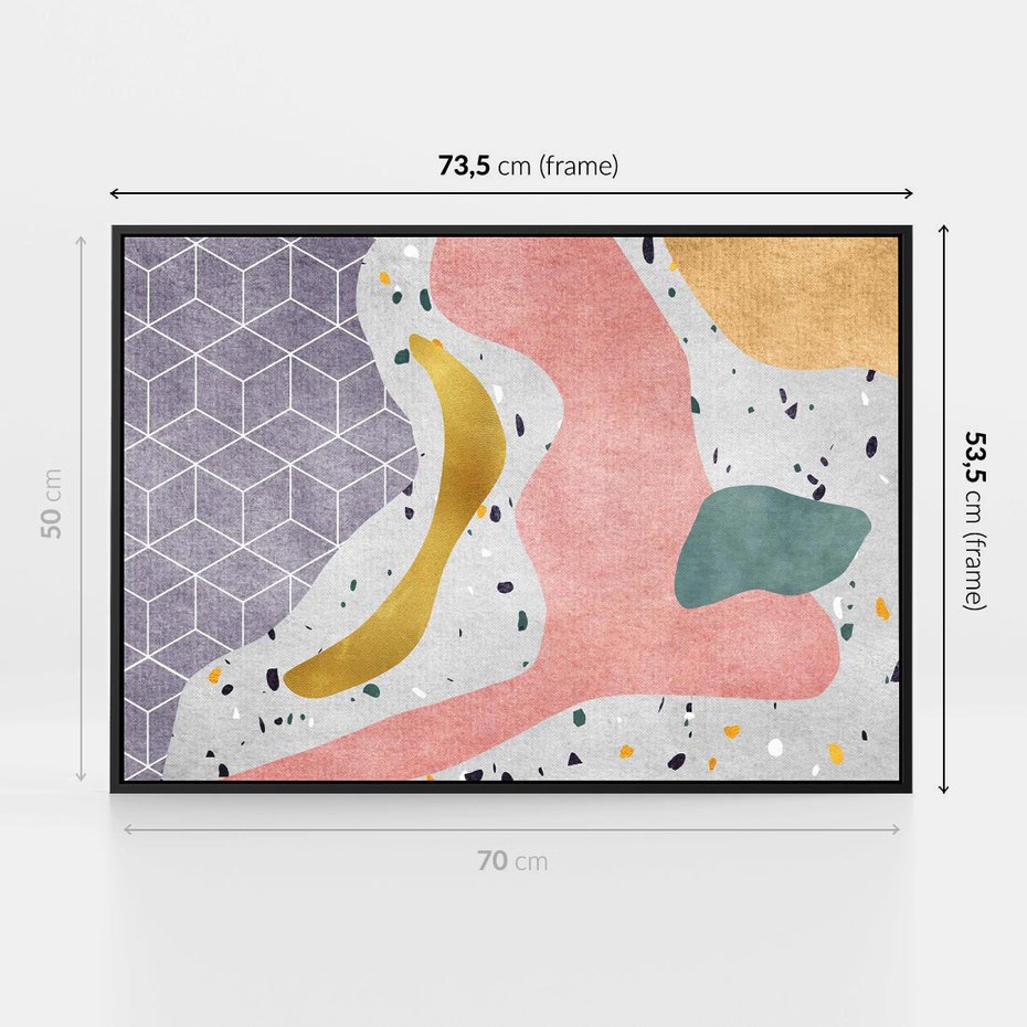 Obraz w ramie 70x50 - Eklektyczny Mix - kolaż, pastelowe abstrakcyjne plamy - rama czarna