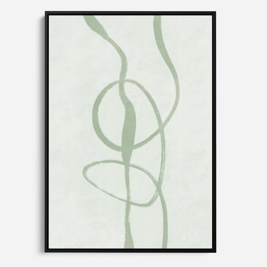 Obraz w ramie 70x100 - Zieleń Wewnętrznej Harmonii - zielona abstrakcja, zgaszona zieleń - rama czarna