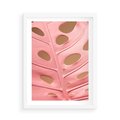 Plakat w ramie 50x70 - Różowy Liść Monstery - różowy liść monstery, nowoczesna fotografia - rama biała