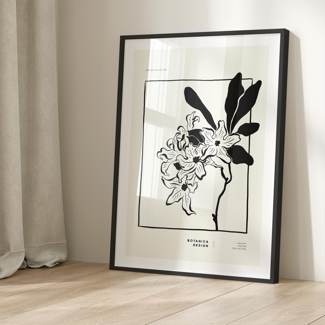 Plakat w ramie 30x40 - Kwiatowe przestrzenie - kwiat, grafika - rama czarna