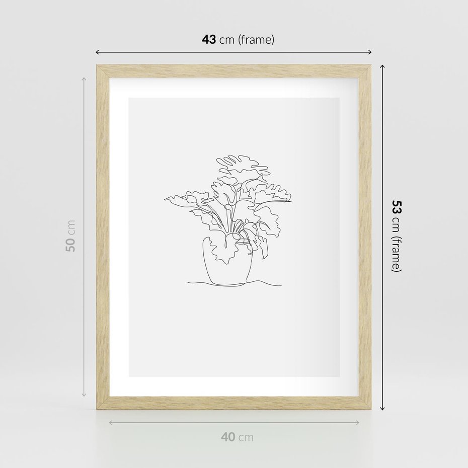 Plakat w ramie 40x50 - Rozkwitające Formy - szkic, minimalizm - rama drewno