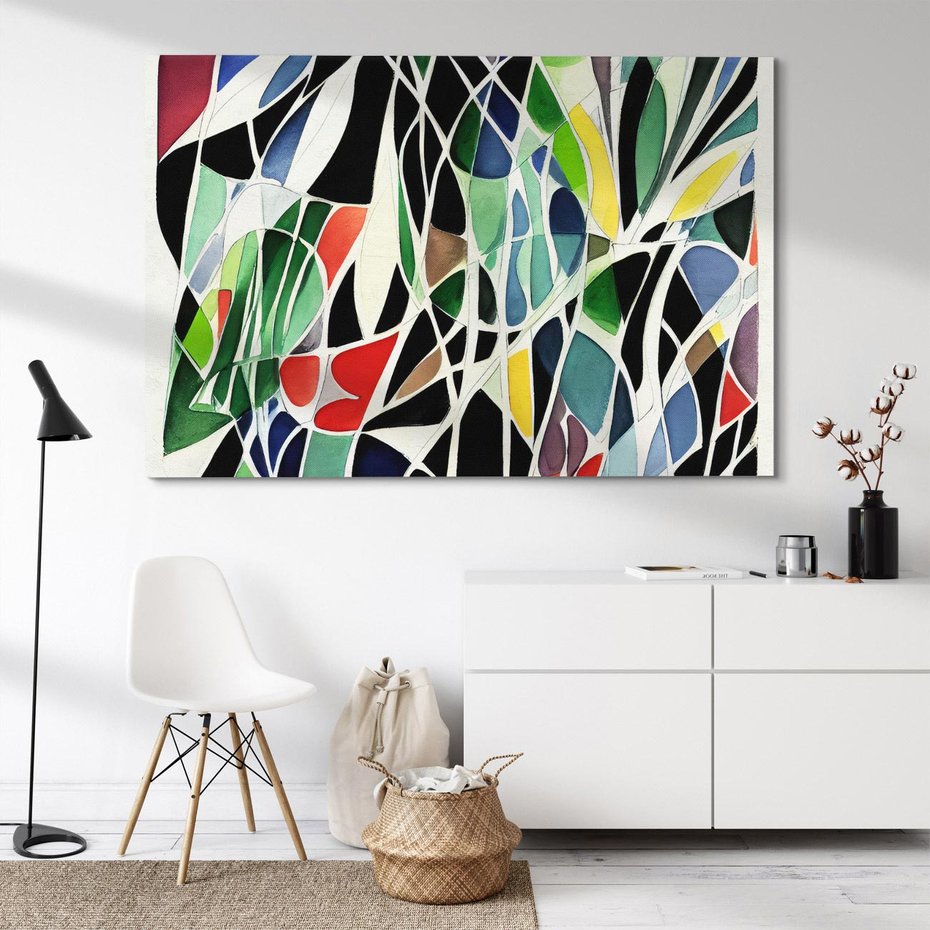 Obraz na płótnie 100x70 - Taniec Plam i Kształtów - abstrakcyjny akwarelowy obraz, plamy