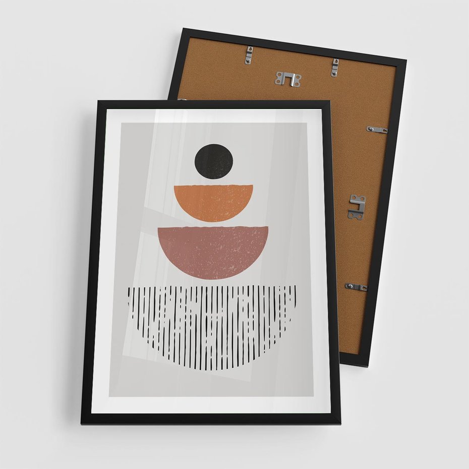 Plakat w ramie 50x70 - Półkola i Boho Akcent - geometria, półkola - rama czarna