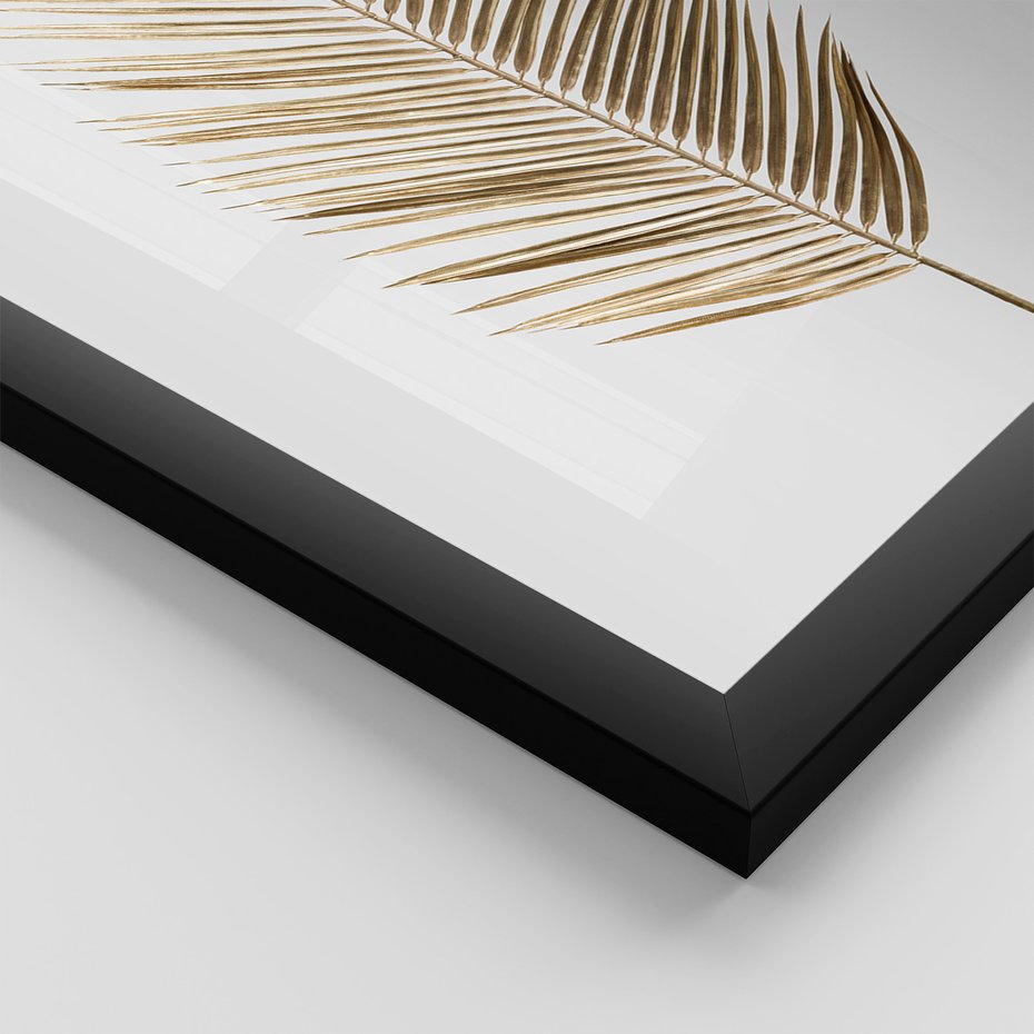 Zestaw obrazy w ramie 30x40 galeria - Złote, palmy, liście, tropikalne, minimalizm - rama czarna