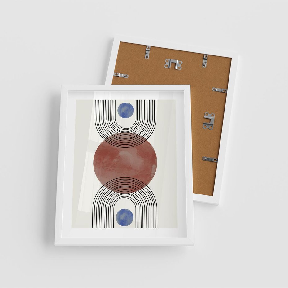 Plakat w ramie 40x50 - Księga Impulsów - nowoczesny plakat, styl midcentury - rama biała