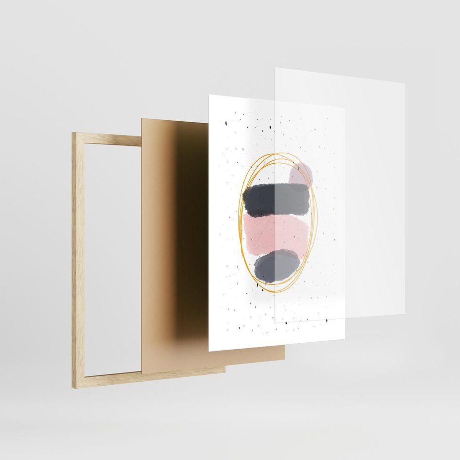 Plakat w ramie 50x70 - Migocące Odbicia - abstrakcyjna kompozycja, jak ręcznie malowana - rama drewno