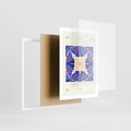 Plakat w ramie 50x70 - Księga Abstrakcji - abstrakcyjna boho kompozycja, granatowe ćmy - rama biała