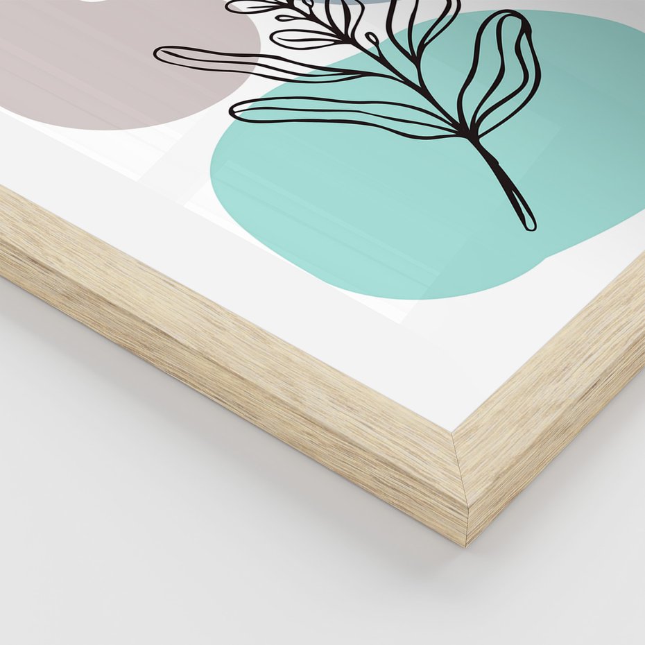 Zestaw obrazy w ramie 50x70 galeria - Rosliny, graficzne, minimalizm - rama drewno