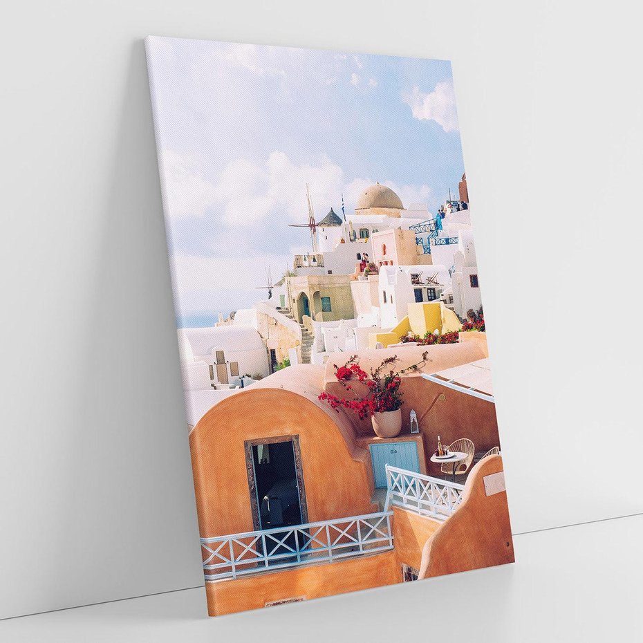 Obraz na płótnie 50x70 - Błękit Morza i Białe Domki - Santorini, wyspa