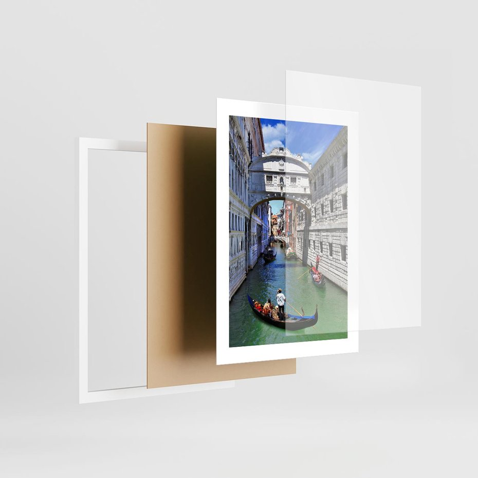 Plakat w ramie 30x40 - Romantyczna gondola w Wenecji - Wenecja, gondola - rama biała