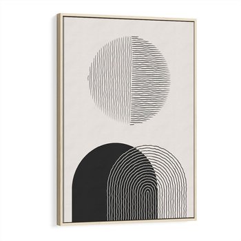 Obraz w ramie 80x120 - Przenikająca Rzeczywistość - abstrakcyjna kompozycja, okręgi i półokręgi - rama drewno