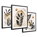 Zestaw obrazy w ramie 40x50 galeria - Złoto, liście, akwarele - rama czarna