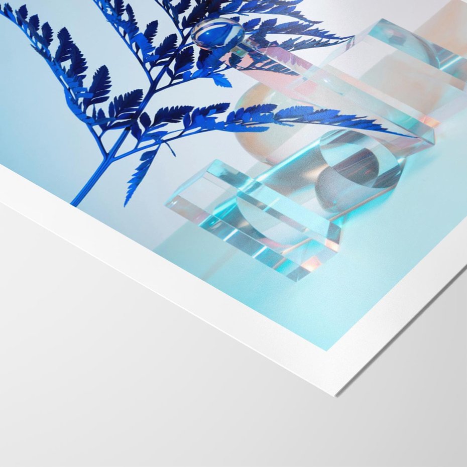 Plakat bez ramy 40x50 - Intensywny Kolor Natury - liście, kobalt