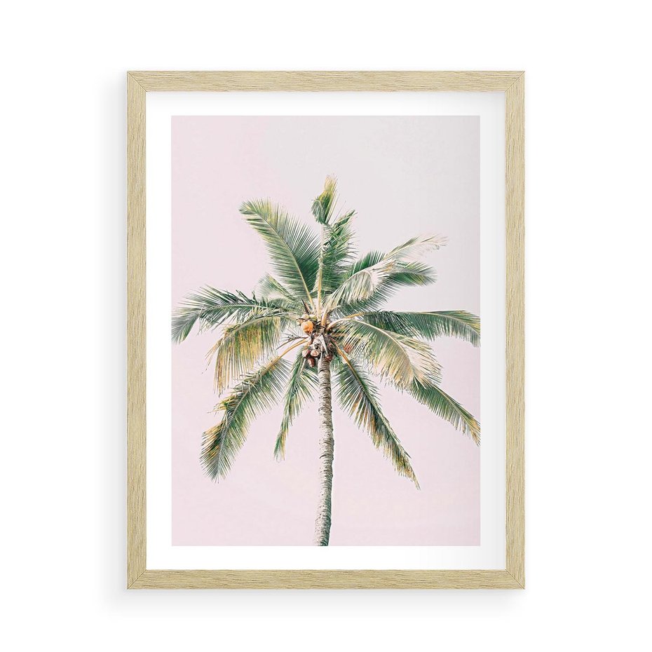 Plakat w ramie 50x70 - Błogość Tropików - palma, tropiki - rama drewno