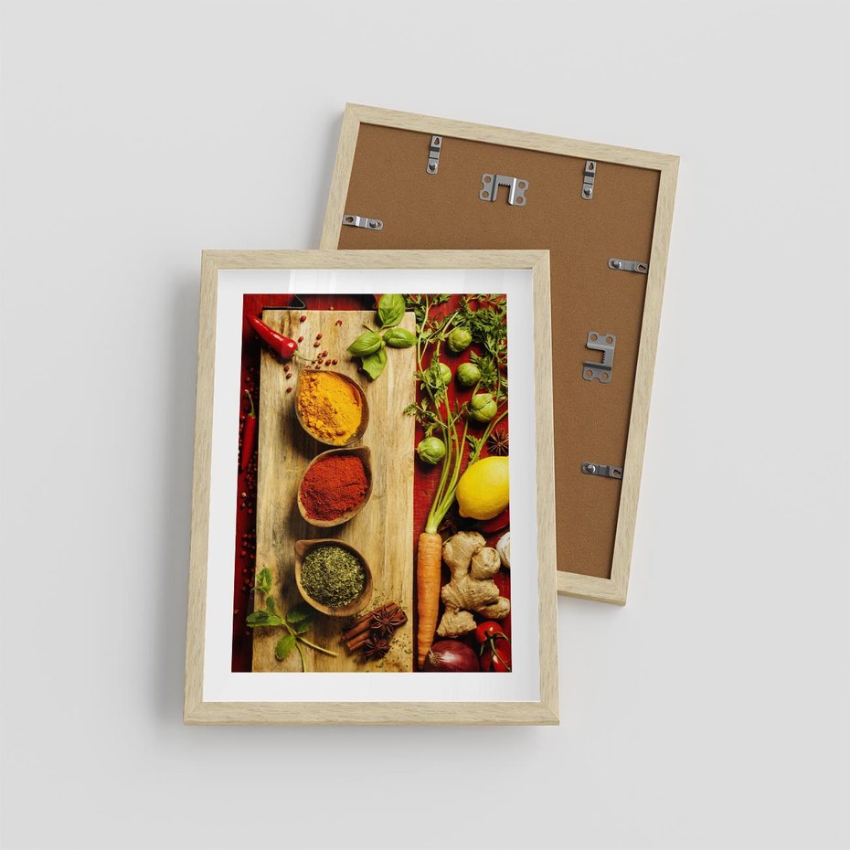 Plakat w ramie 30x40 - Smakowy Zmysł - przyprawy, kuchnia - rama drewno